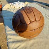 Old leather league soccer ball