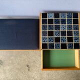 Vintage entryway bench decorated with ceramic tiles, Norway 1960s