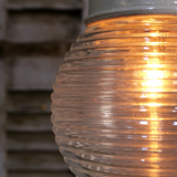Industrial lamp in glass and metal