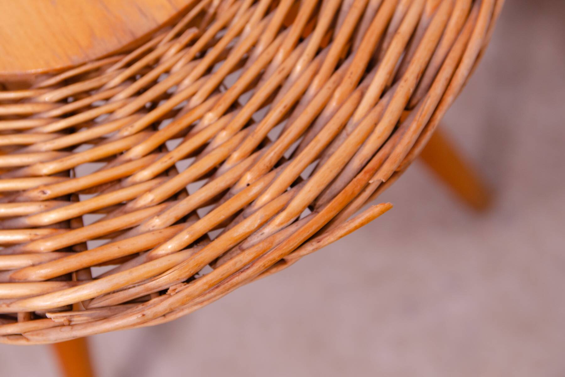 Mid century rattan stool by Jan Kalous for ÚLUV, 1960´s, Czechoslovakia