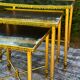 Vintage 70's nesting table in brass and mirror