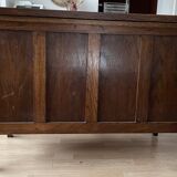 Minister's desk in solid oak with marquetry 1930s