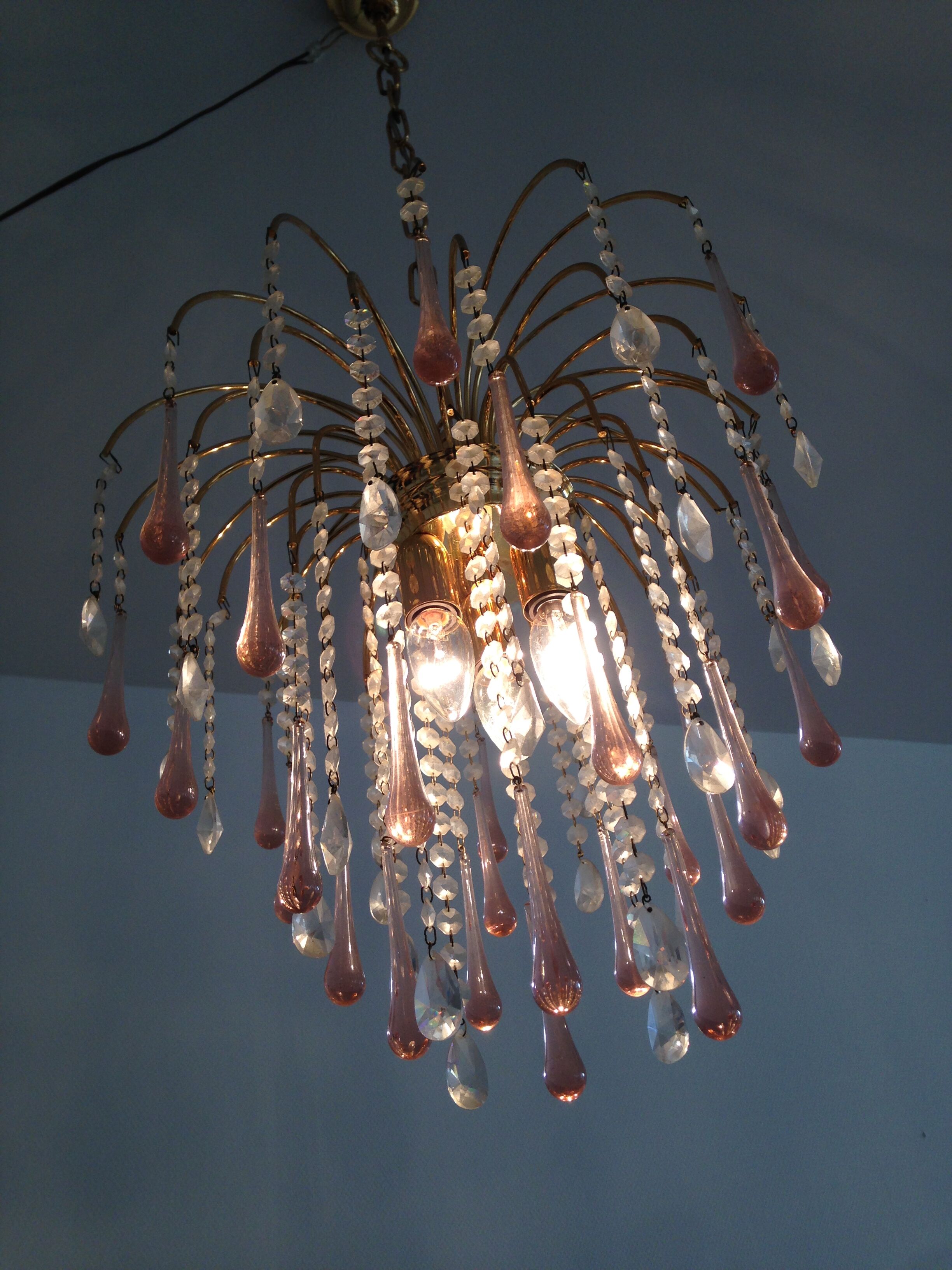 Pendants chandelier drops crystal of Murano circa 1980