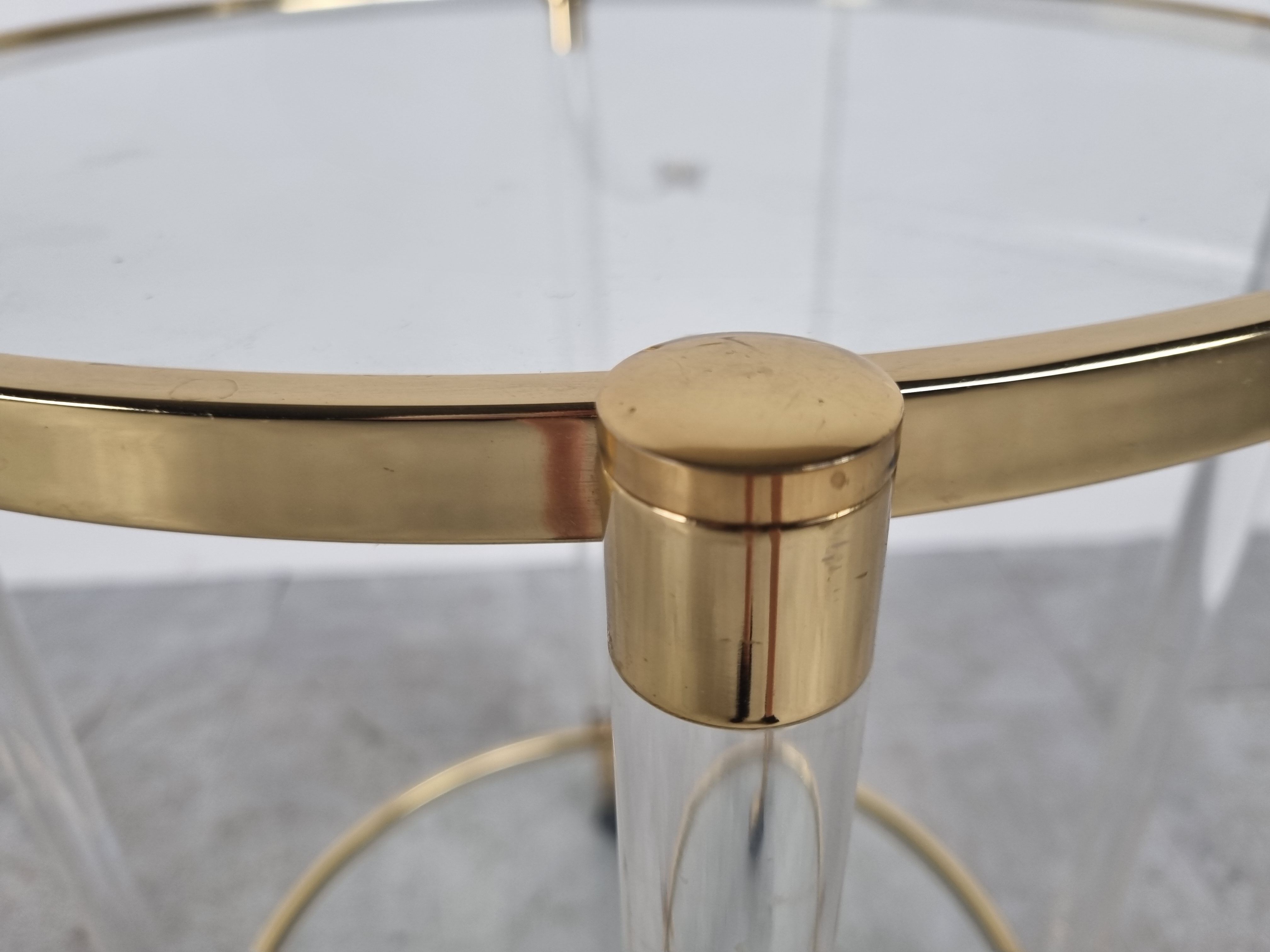 Brass and lucite drinks trolley, 1970s