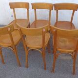 Set of 6 varnished bistro chairs