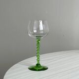 6 transparent green twisted stemmed glasses