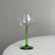 6 transparent green twisted stemmed glasses