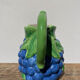 Pitcher in purple and green grape slurry / vintage ceramic decanter