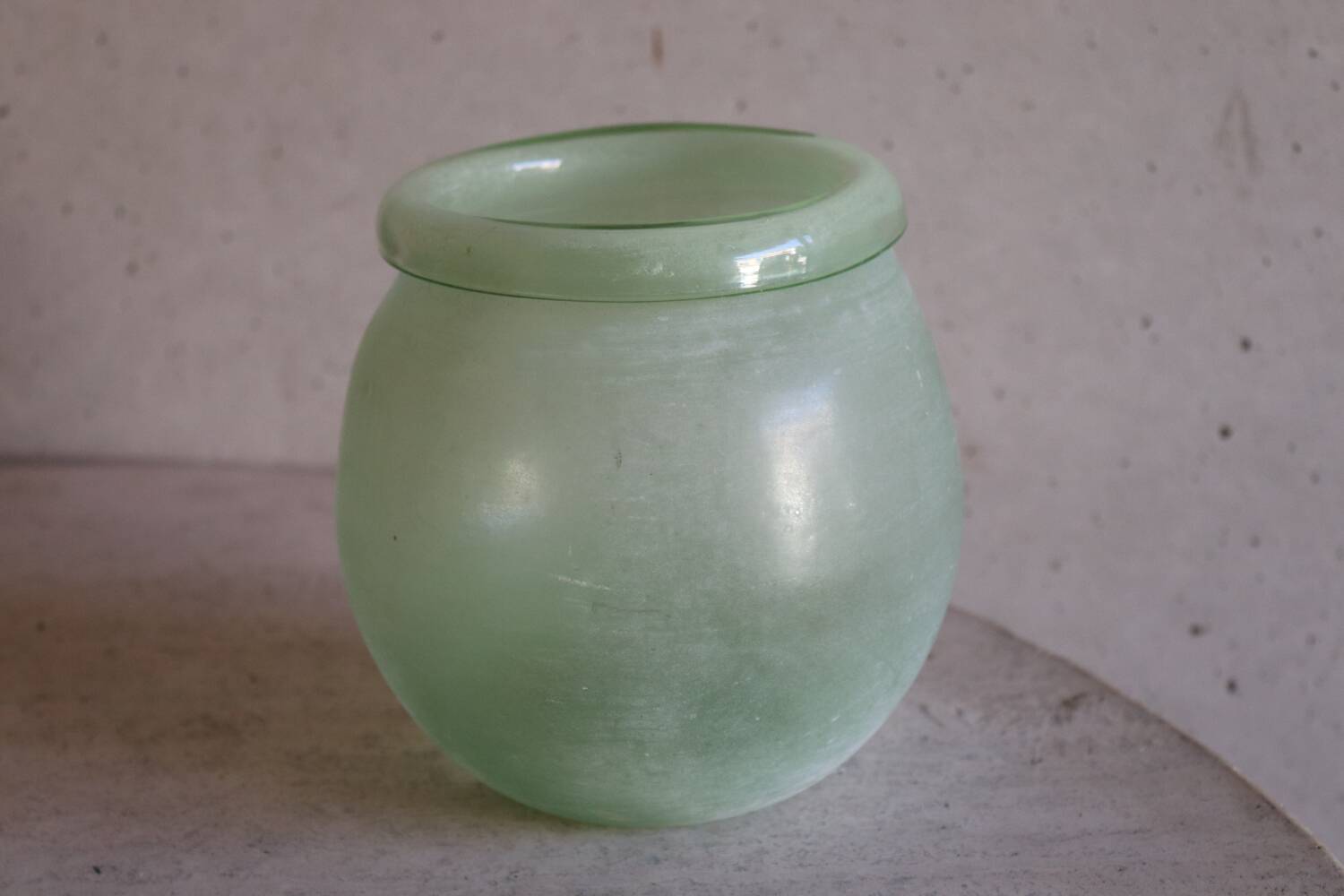 Antique green blown glass vase