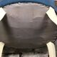 1930 blue velvet hairdresser chair and curved wooden feet