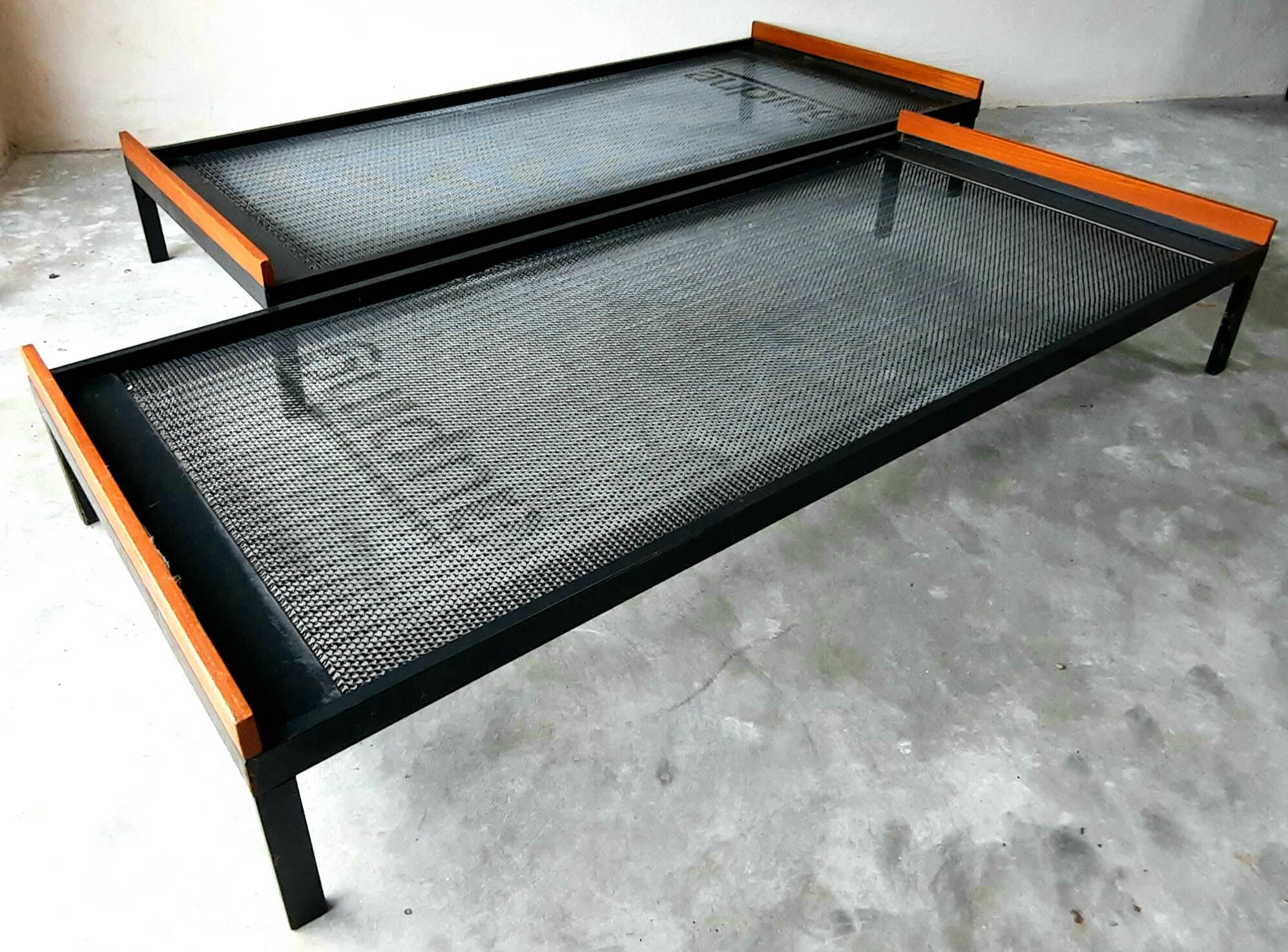 Daybed / Daybed Edition Auping in gray lacquered metal and oak - Vintage from the 50s / 60s