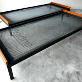 Lit de Repos / Daybed Edition Auping en métal laqué gris et chêne - Vintage des années 50 / 60