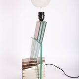 80s lamp in glass plates and mirrors, signed and numbered