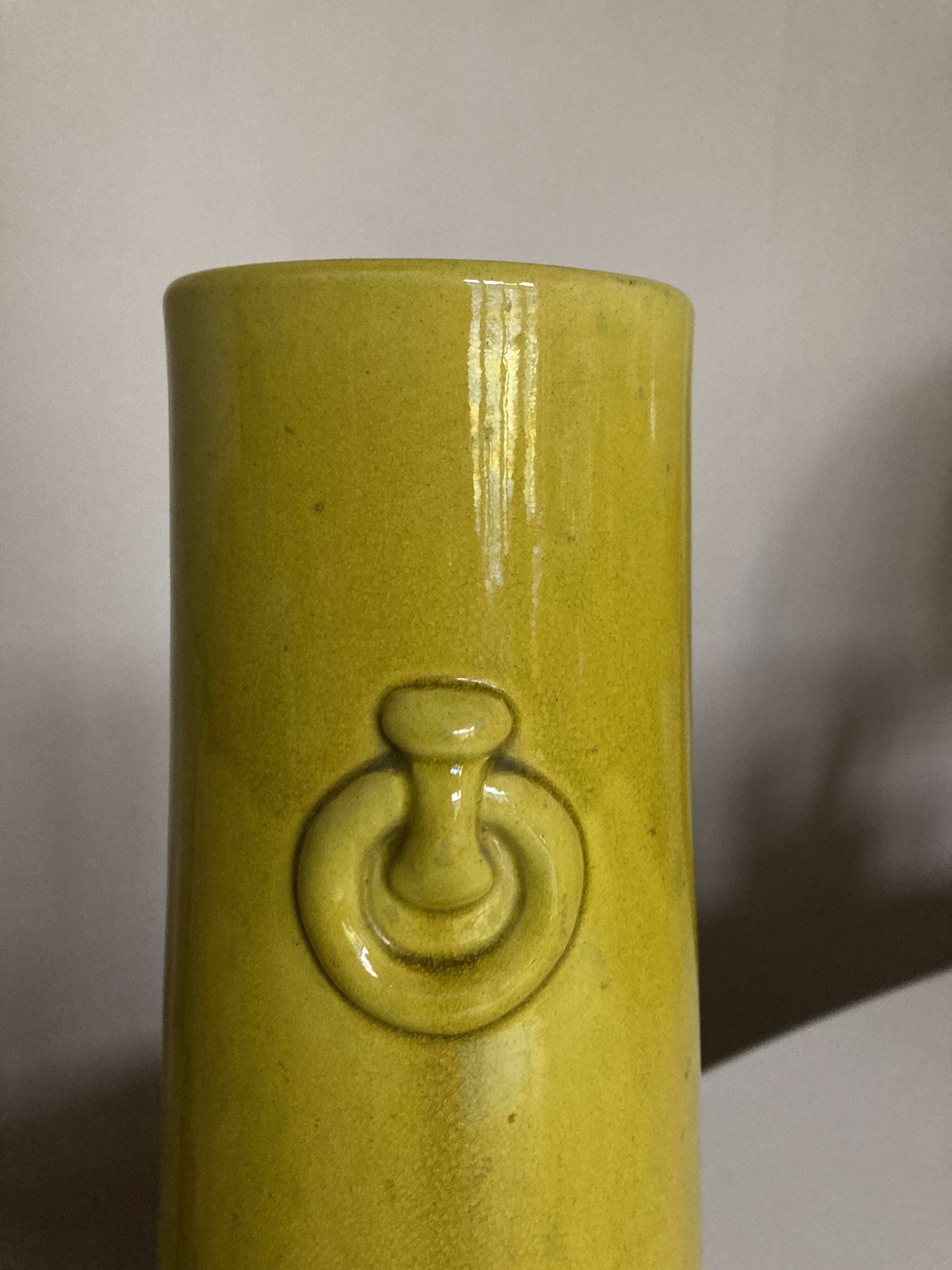 Scandinavian mimosa glazed earthenware vase neo classic mid century modern 1970