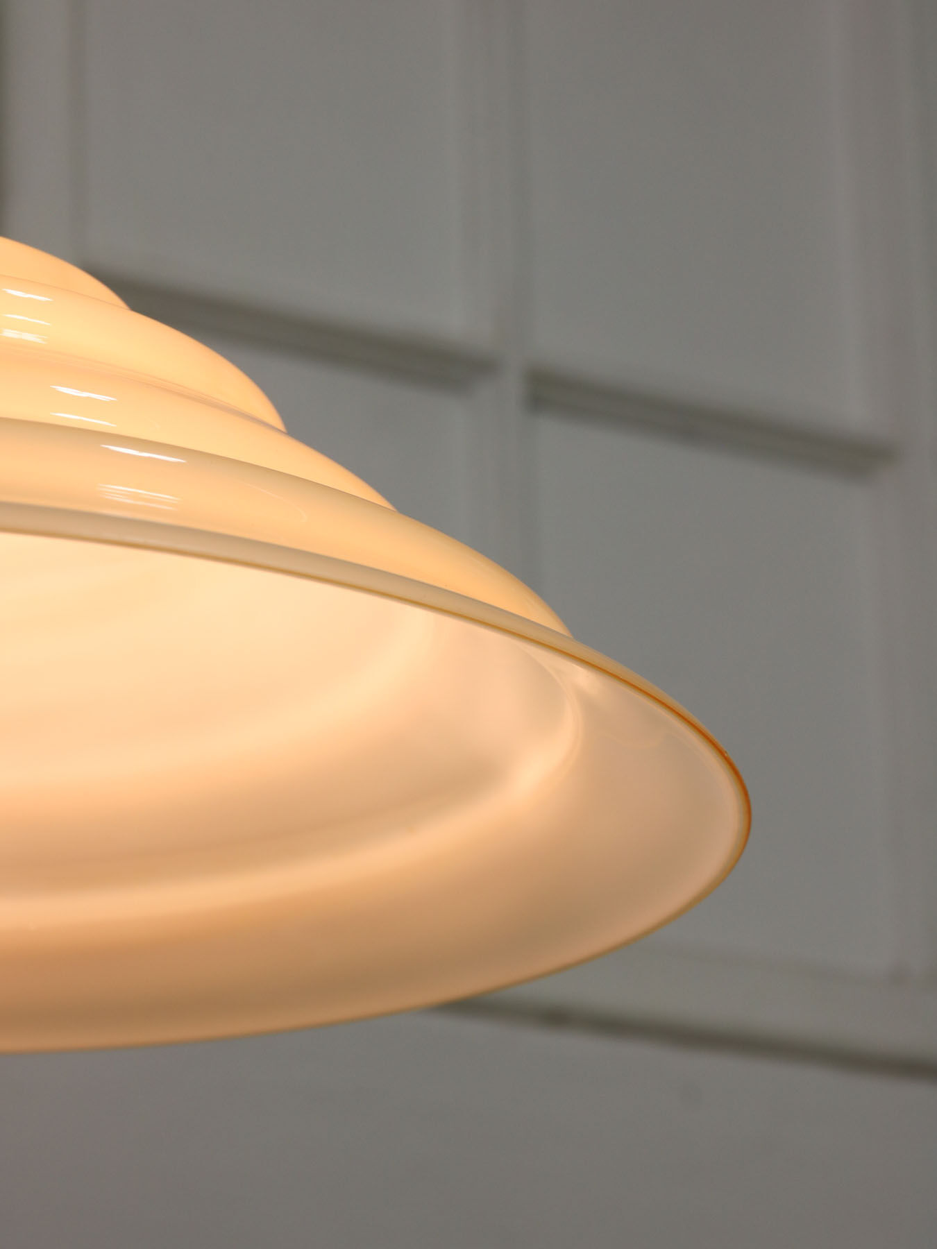 Mid-century Yellow Glass & Brass Pendant Lamp