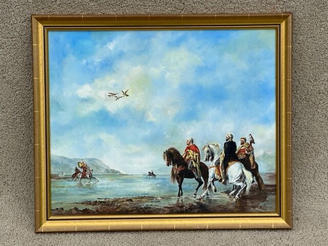 Louis Casavino (1921-1998) Oil on canvas "The falcon hunt"