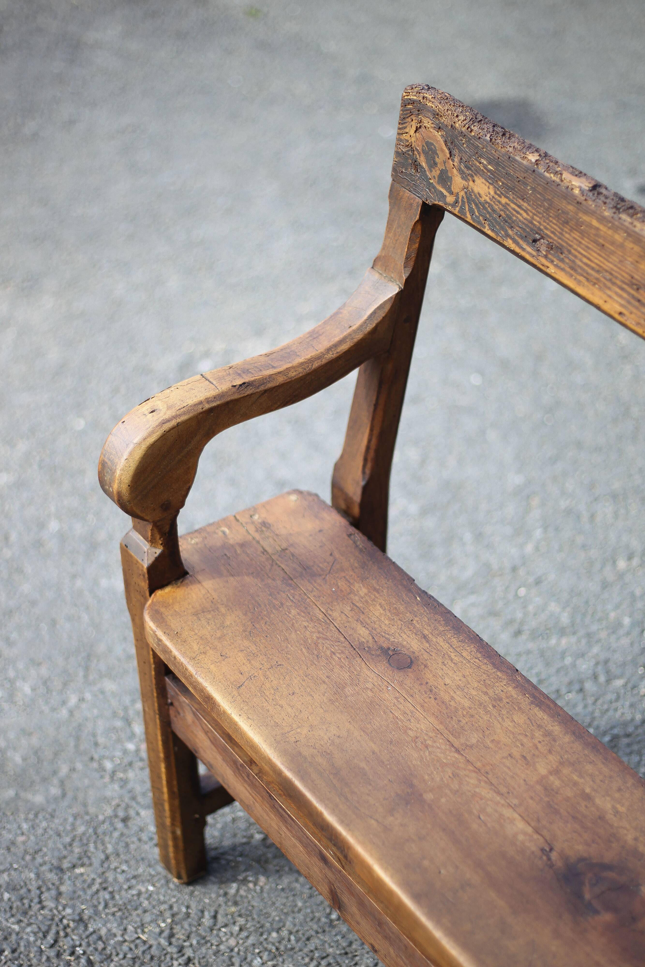 vintage wooden church bench, old wooden bench, bench, entrance hall, interior decoration