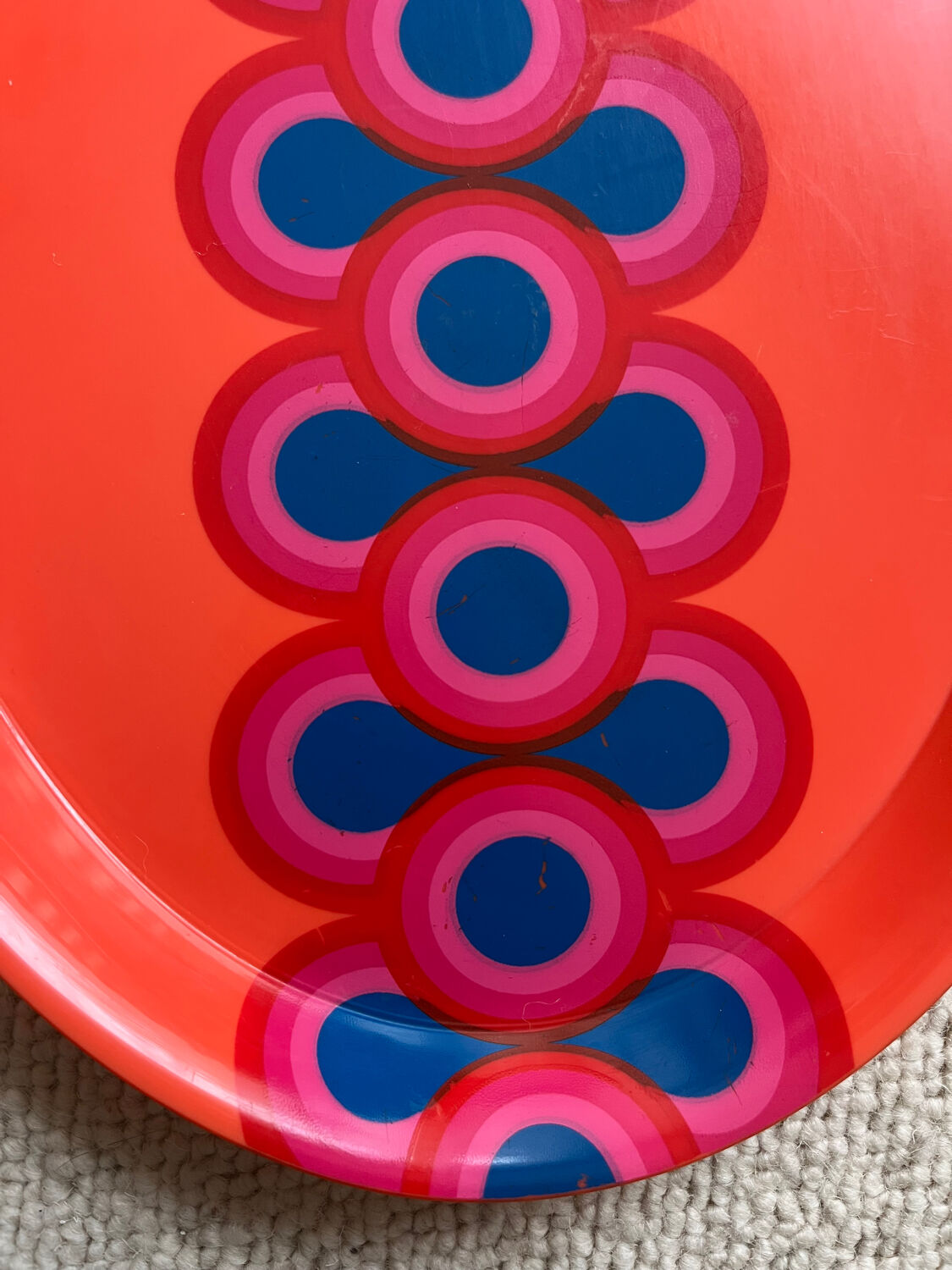 Guzzini orange plate, Ornella Noorda, 1970 design