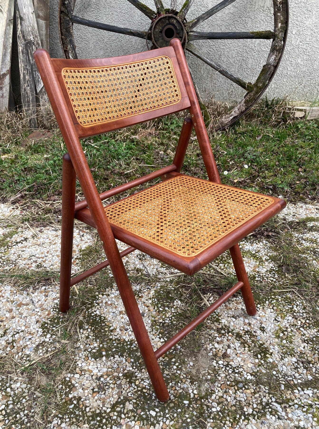 Pair of Italian folding chairs in vintage canning
