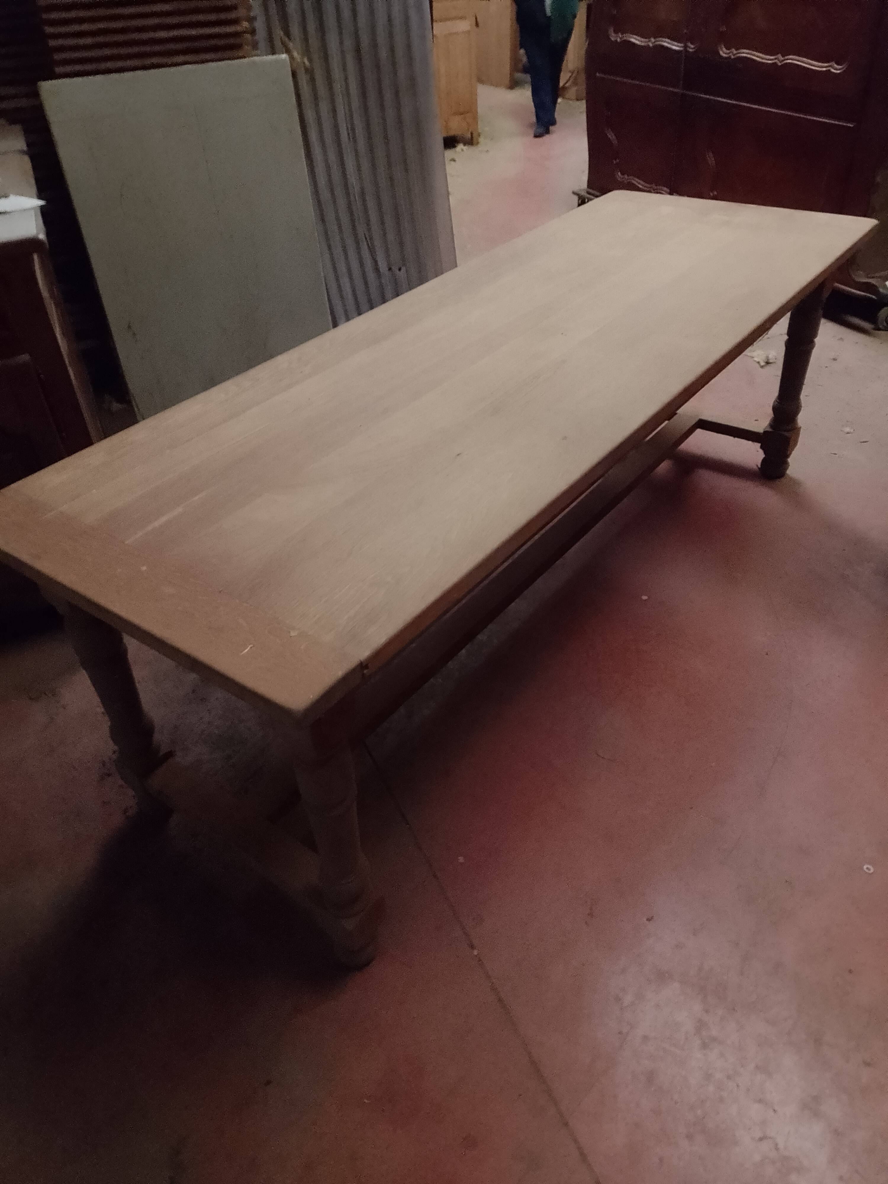 Raw solid oak farmhouse table
