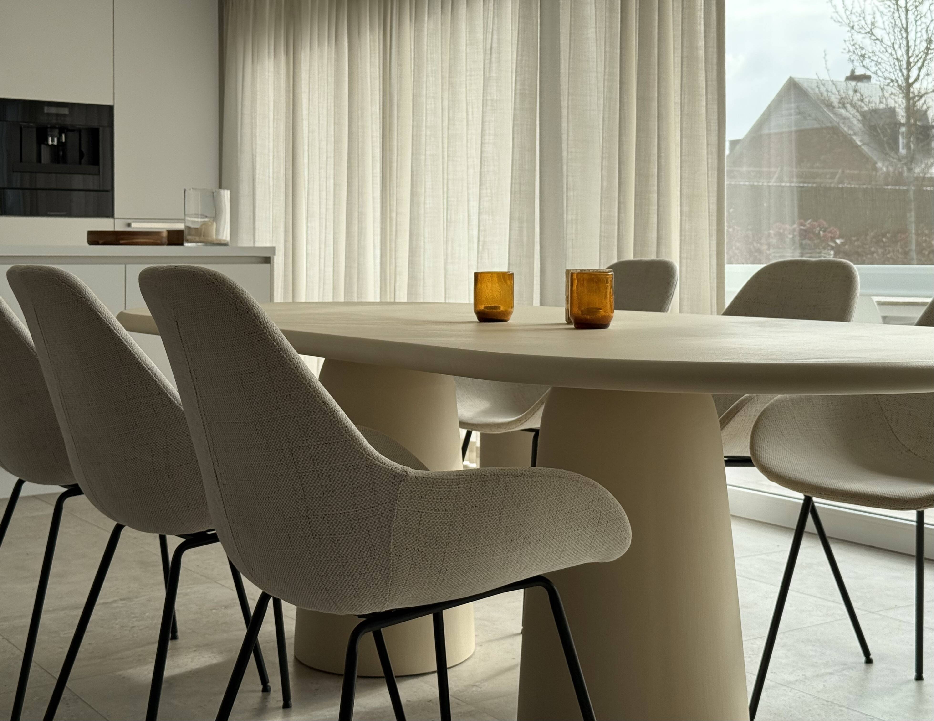 Handmade Contemporary Textured Premium Plaster Dining Table - Customizable