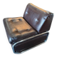 Beka-france convertible armchair in brown leather – chrome structure – 1970s