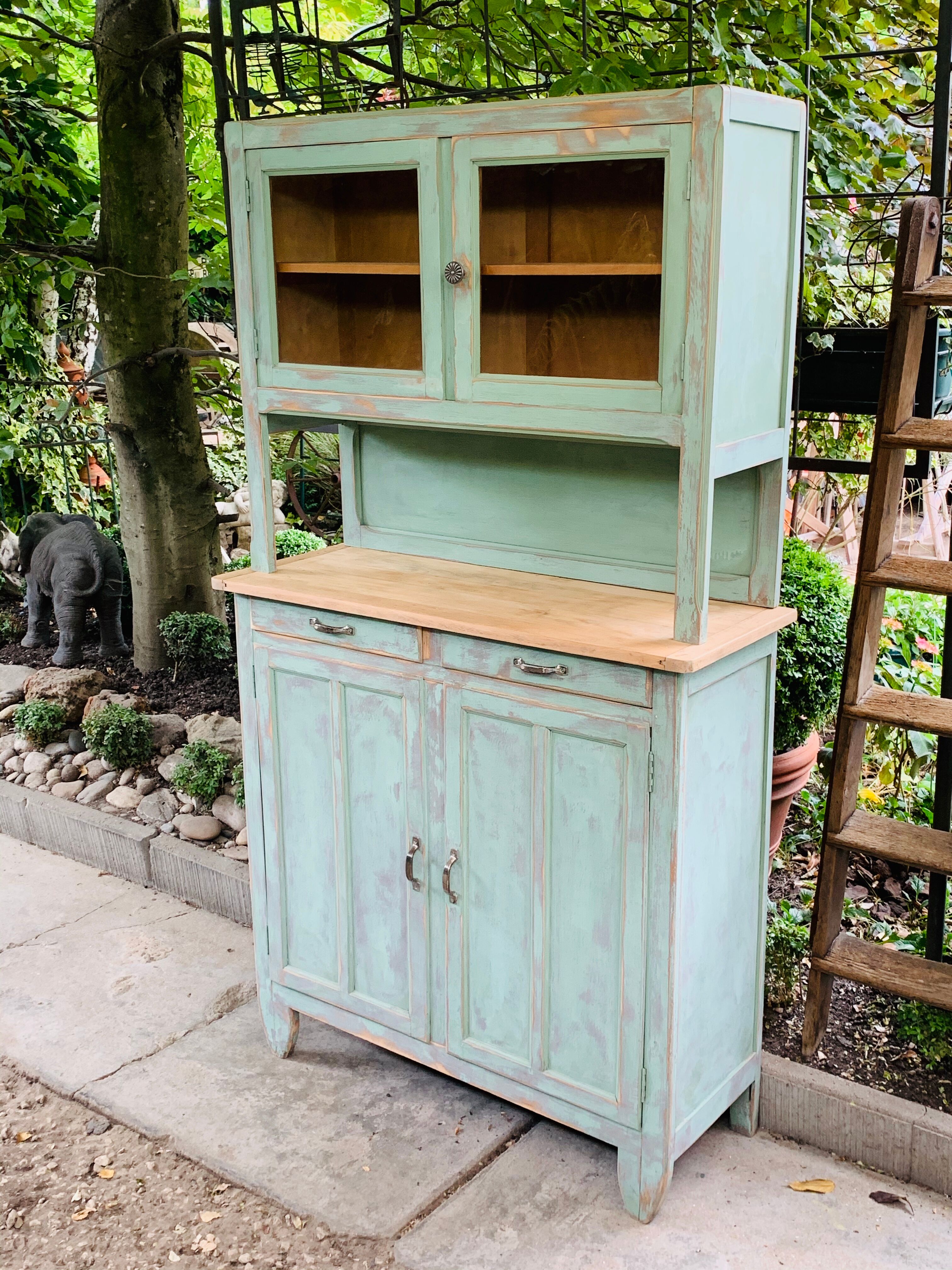 Parisian buffet patine celadon green and bluish grey