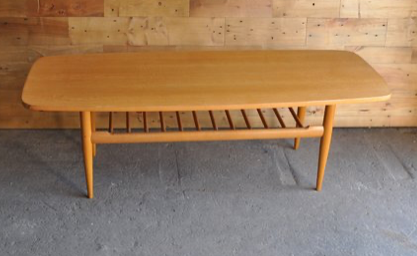 Beech coffee table with magazine rack, 1970s