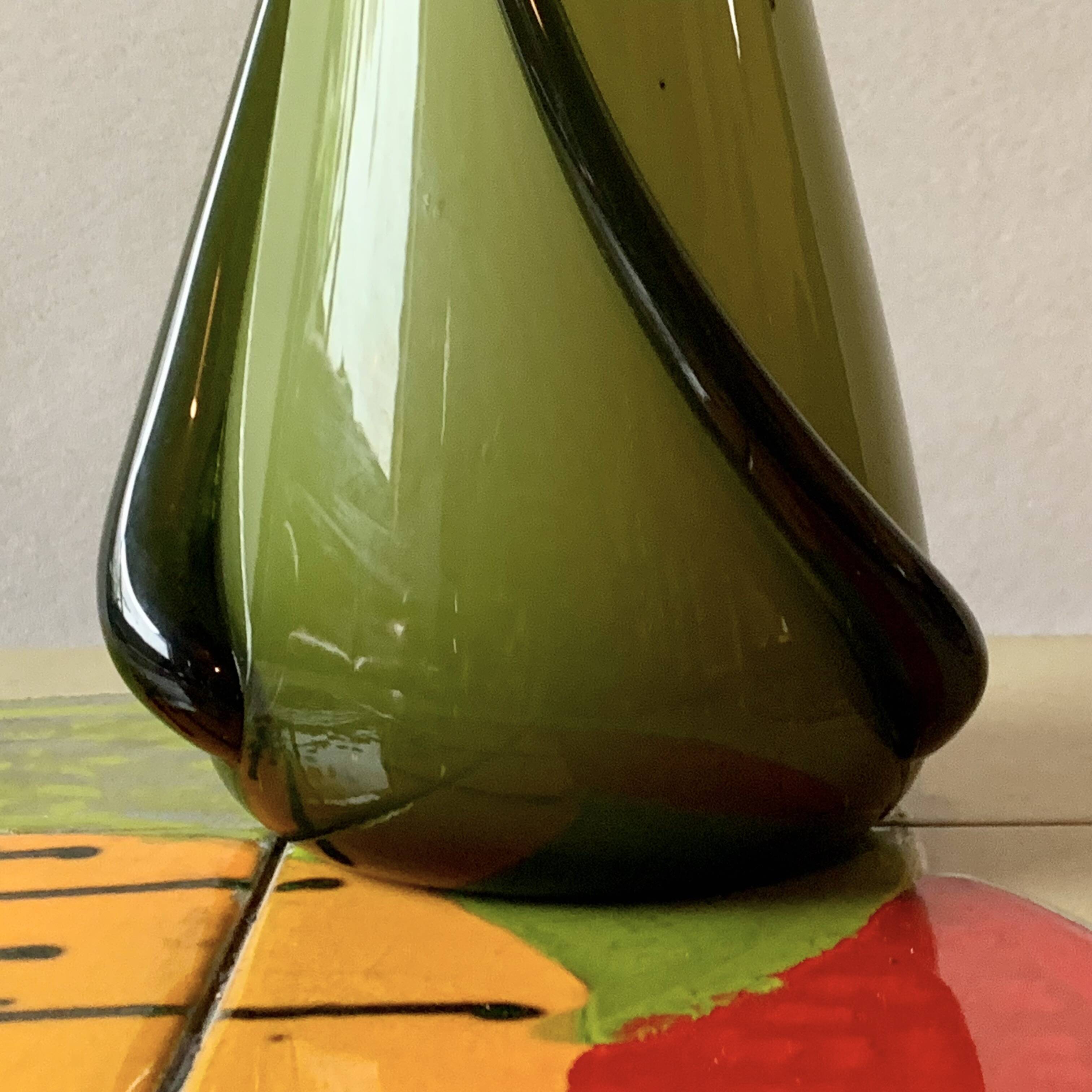 Vintage vase in green blown glass - Fratelli Betti Cristallerie - Empoli