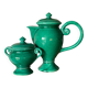 Ceramic glazed green jug and sugar bowl set, Vallauris