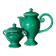 Ceramic glazed green jug and sugar bowl set, Vallauris