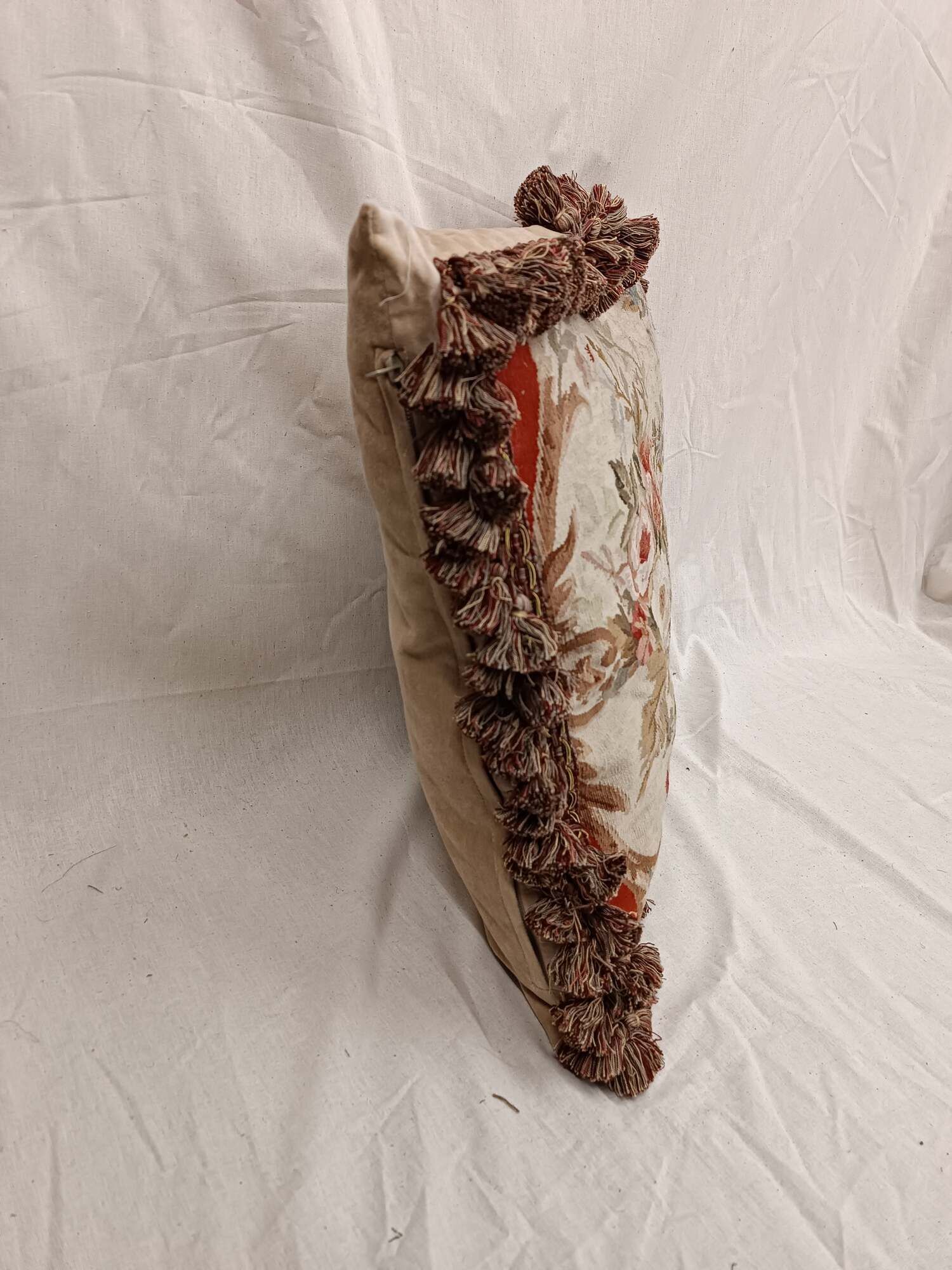 French Style Cushion Cover Handwoven Aubusson Tapestry Floral Rose Bouquet