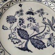 Trio of Castellania plates in Italian earthenware, vintage blue decoration
