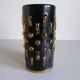 Amber blown glass and midnight blue metal hanging lamp 1960