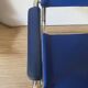 Office chair in blue imitation leather and chrome metal, Matteo Grassi style