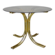 Table à manger ronde en laiton et verre / Italie, années 1980