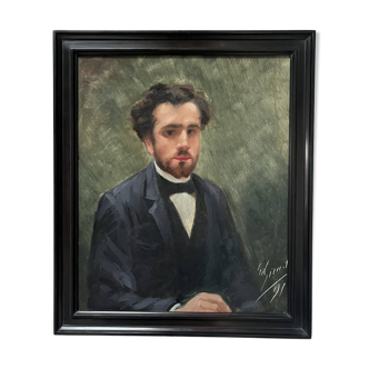 French School of the 19th Century, Portrait of a Young Man, 1891 Oil on Canvas
