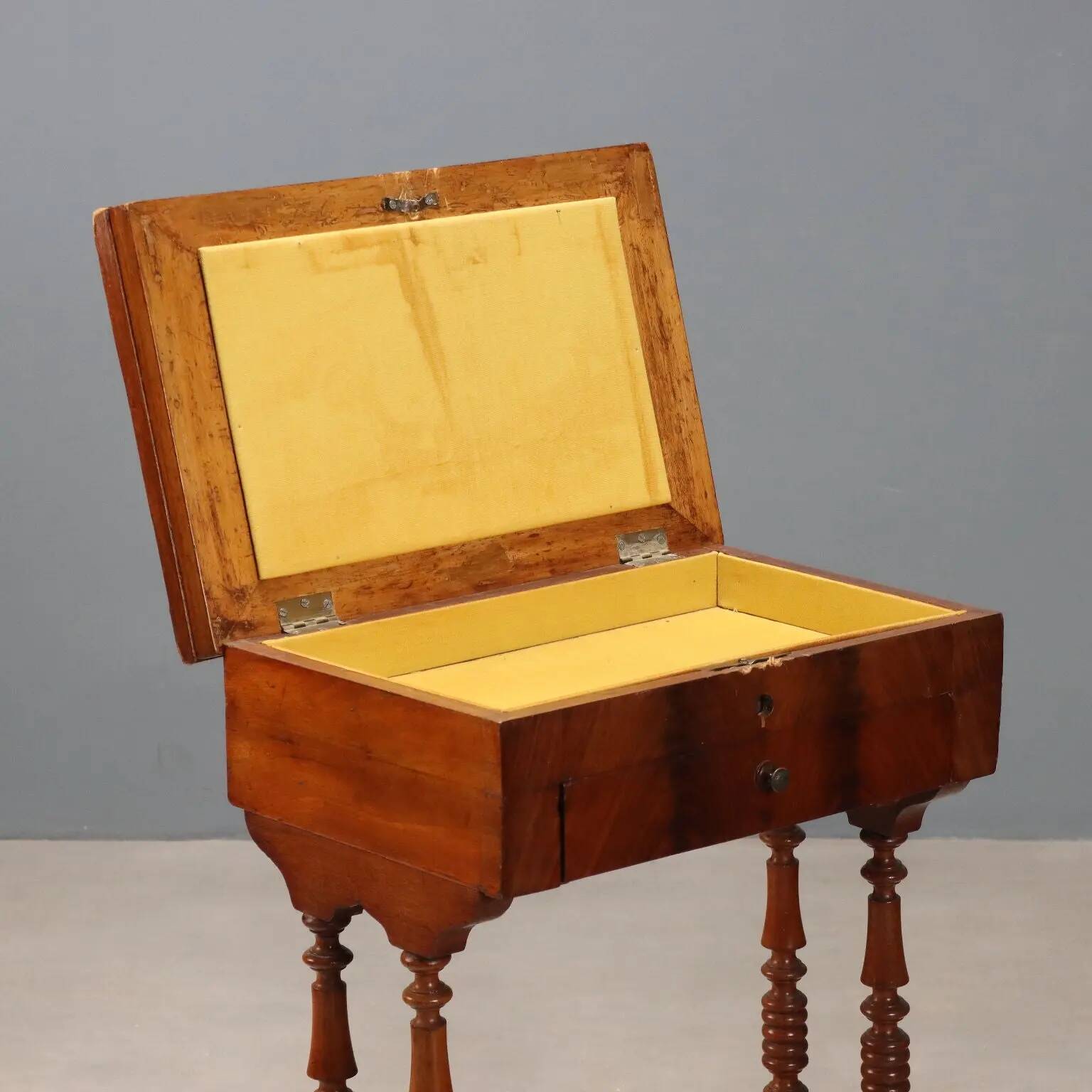 Antique mahogany sewing table with drawer, Italy, 19th century