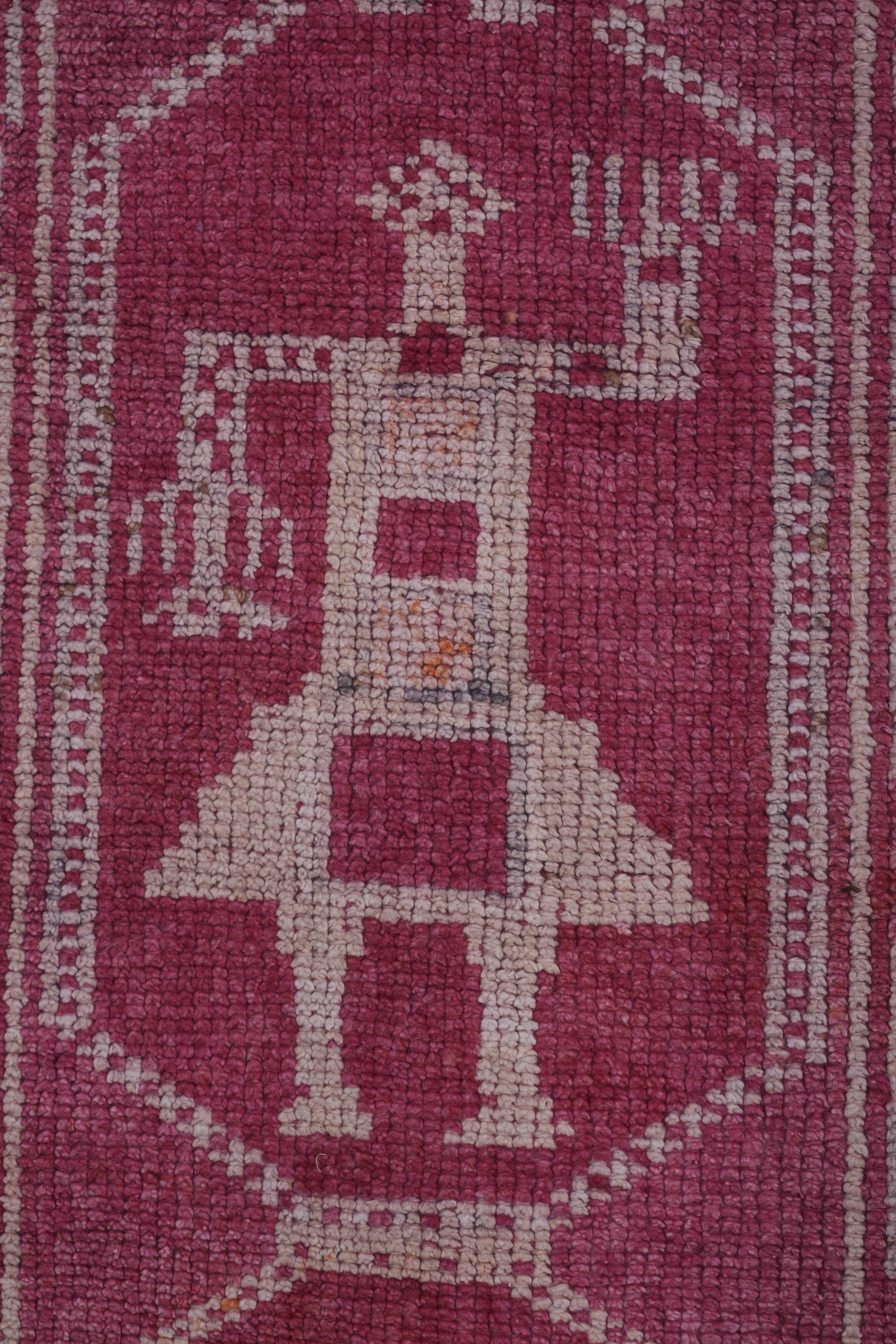 Vintage Turkish rug from Oushak, hand-woven 87x302 cm