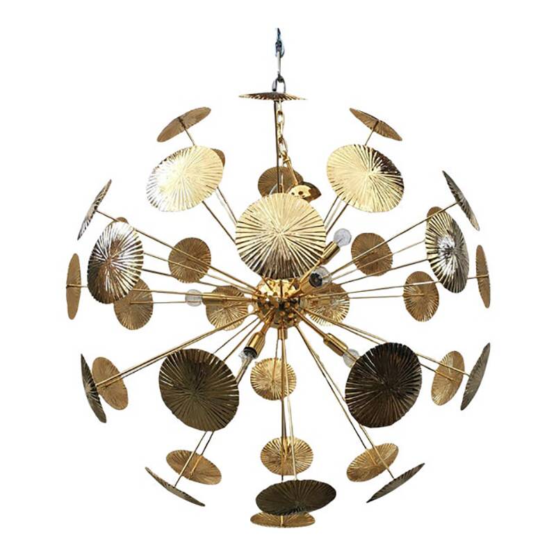 Water-Lily Brass Sputnik Sphere Candlestick