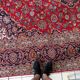 Antique Kashan wool rug, medallion & allover floral, crimson & navy, c. 1920s — 283 × 384 cm — 1C1279
