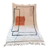 Tapis Béni Ouarain à motifs géométriques terracotta, rose et bleu