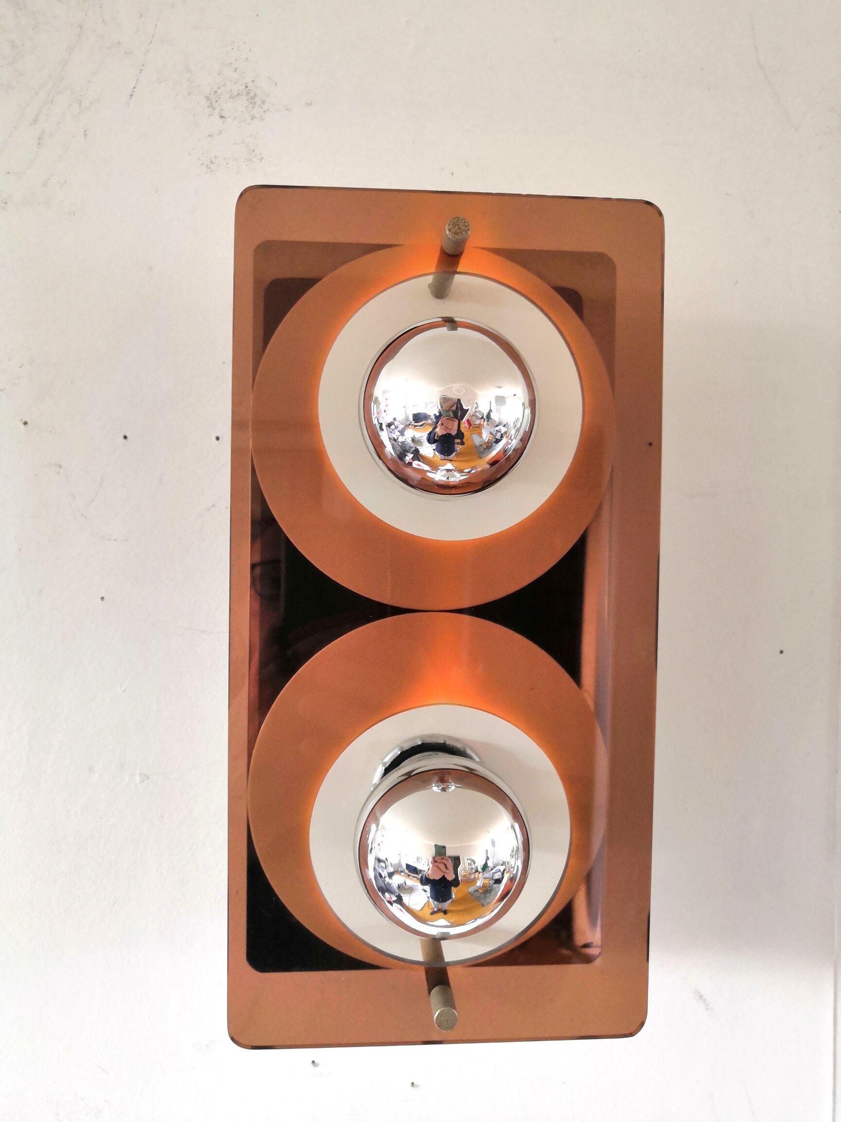 Double "disco" wall lamp by Jocelyne Trocmé for Oxar design 70s