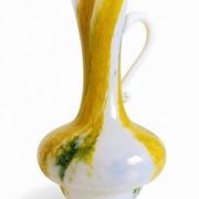 Cristallerie de Clichy White Opaline Pitcher Vase, Handmade in France