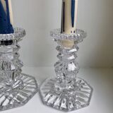 Pair of molded glass candle holders 50-60s