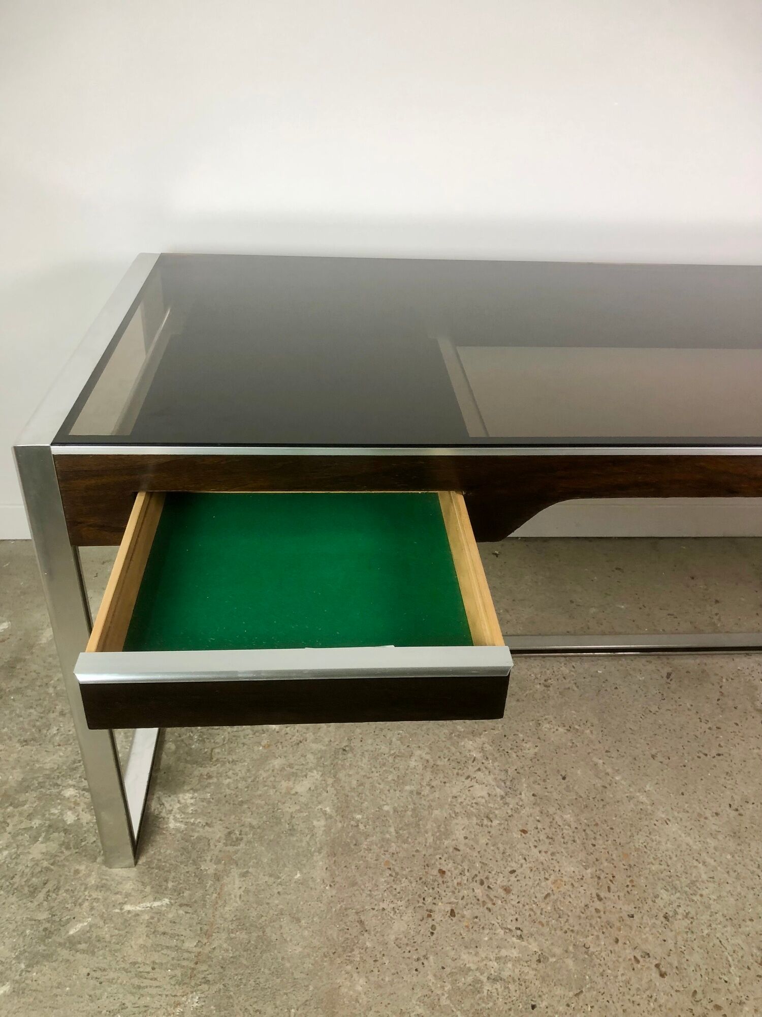 Metal and rosewood desk by Claude Gaillard for Ligne Roset 70'S