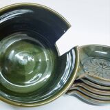 1970's pottery ashtray set