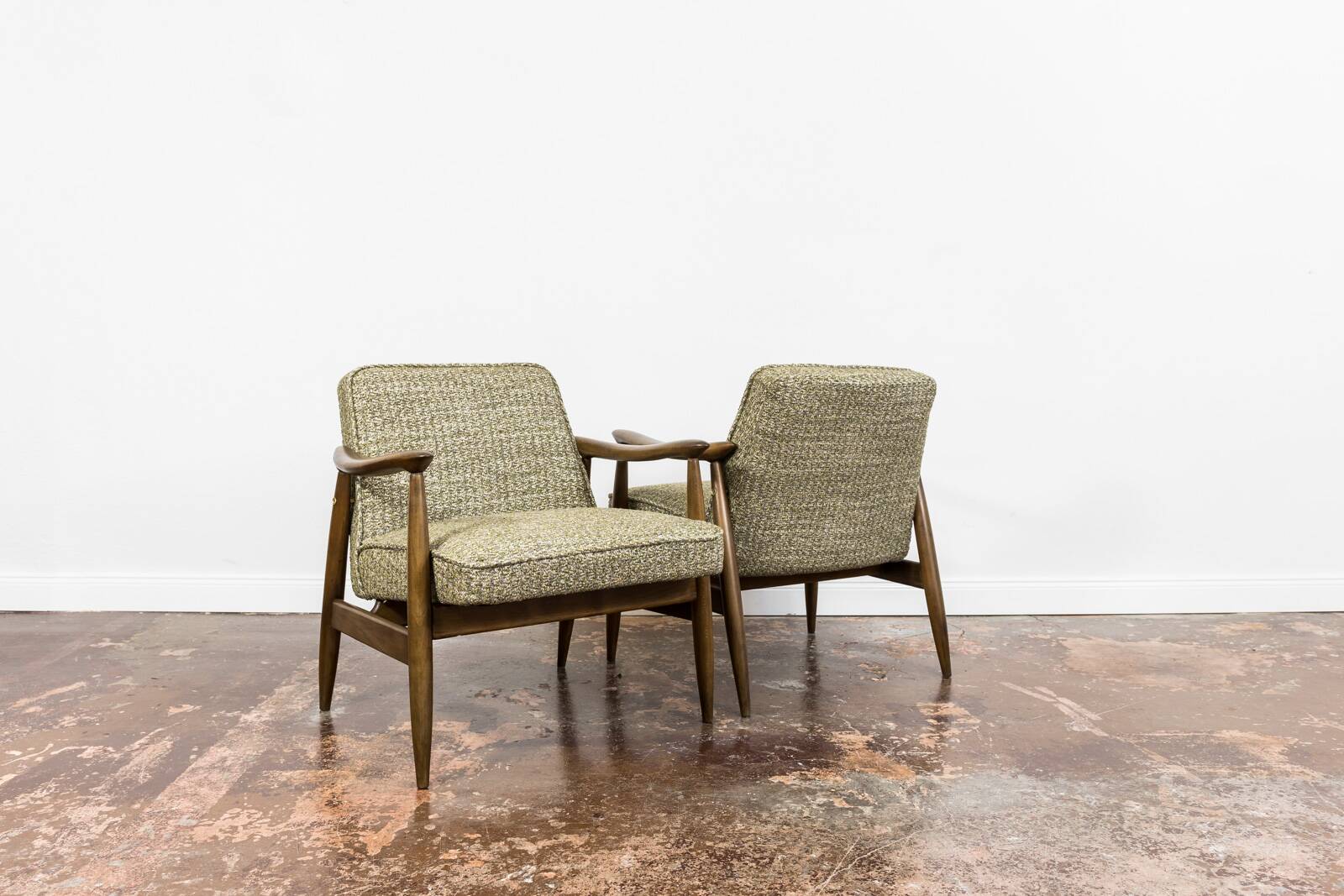 Pair of restored vintage GFM 87 armchairs by Juliusz Kedziorek, 1960s
