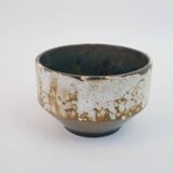 Beige ceramic cup or dish, cache pot with white lava pattern