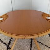 Rattan and oak coffee table from the 60s
